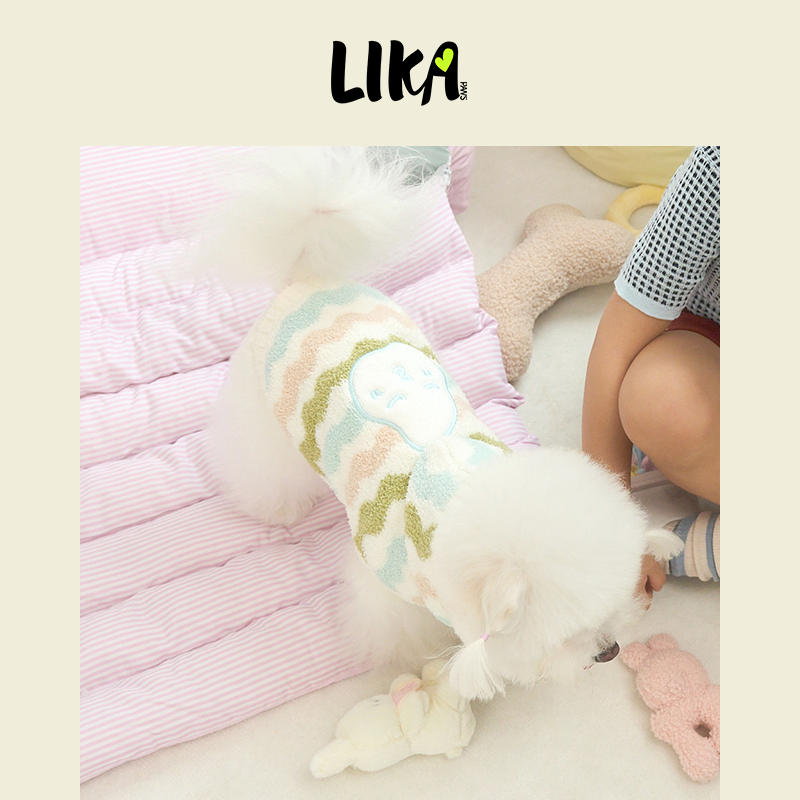 Striped Doodle Hooded Loungewear Green