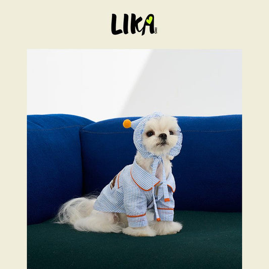 Sweet Dreams Doggy Pajama - Blue Stripes - Pajamas - LIKAPAWS