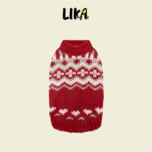 Colorful Fair Isle Sweater Red