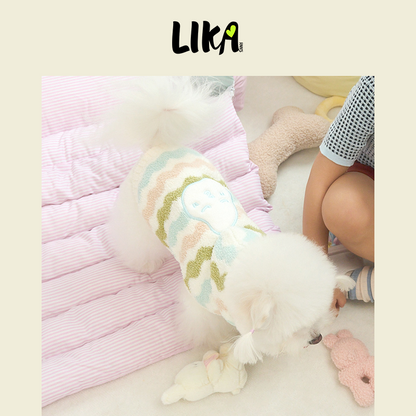 Striped Doodle Hooded Loungewear Green