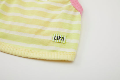 Breathable Linen-Blend Striped Dog Top Green Spring Summer Collection