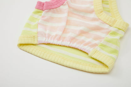 Breathable Linen-Blend Striped Dog Top Green Spring Summer Collection