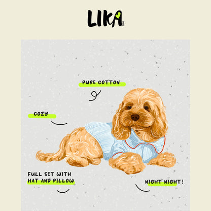 Sweet Dreams Doggy Pajama - Blue Stripes - Pajamas - LIKAPAWS