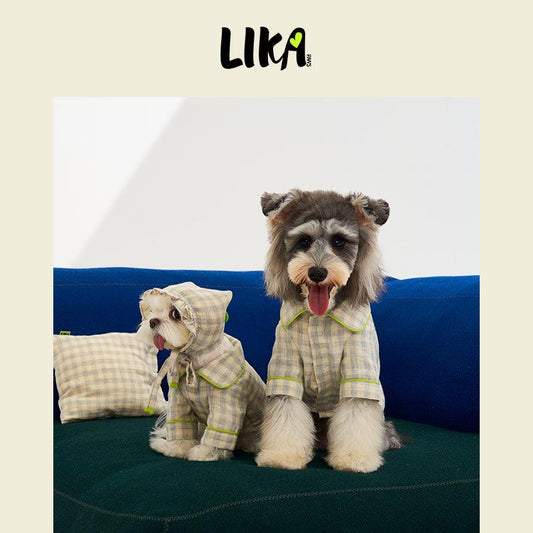 Sweet Dreams Doggy Pajama - Gray Plaid - Pajamas - LIKAPAWS