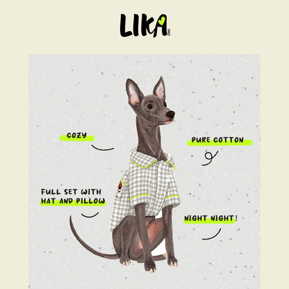 Sweet Dreams Doggy Pajama - Gray Plaid - Pajamas - LIKAPAWS