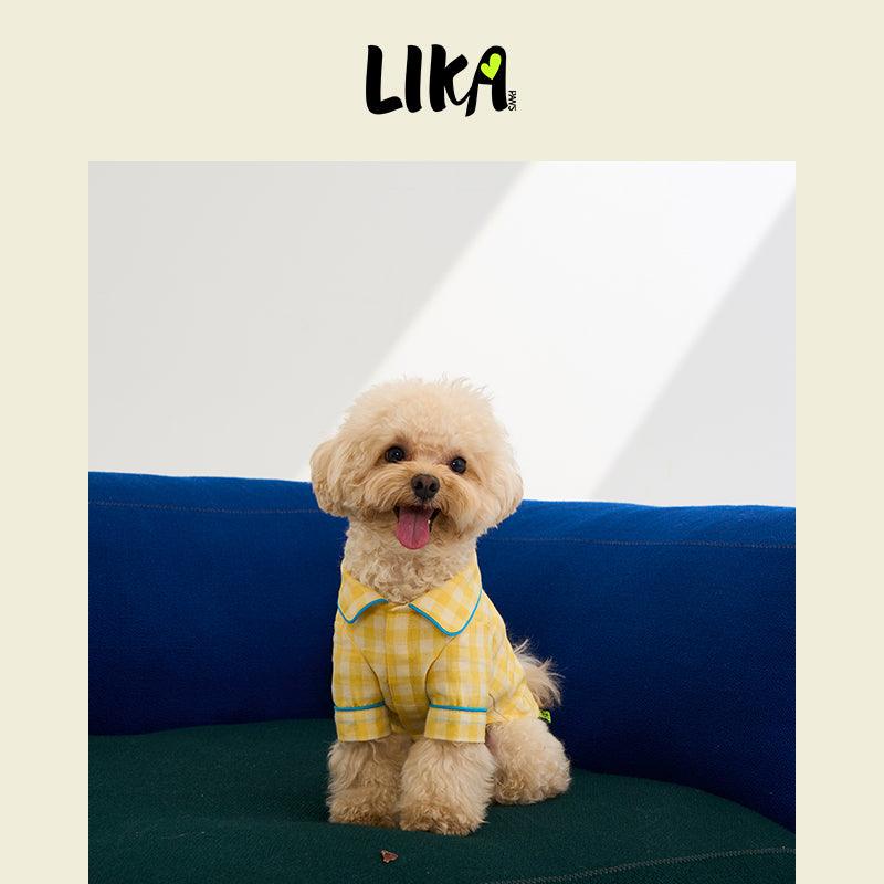 Sweet Dreams Doggy Pajama - Yellow Plaid - Pajamas - LIKAPAWS