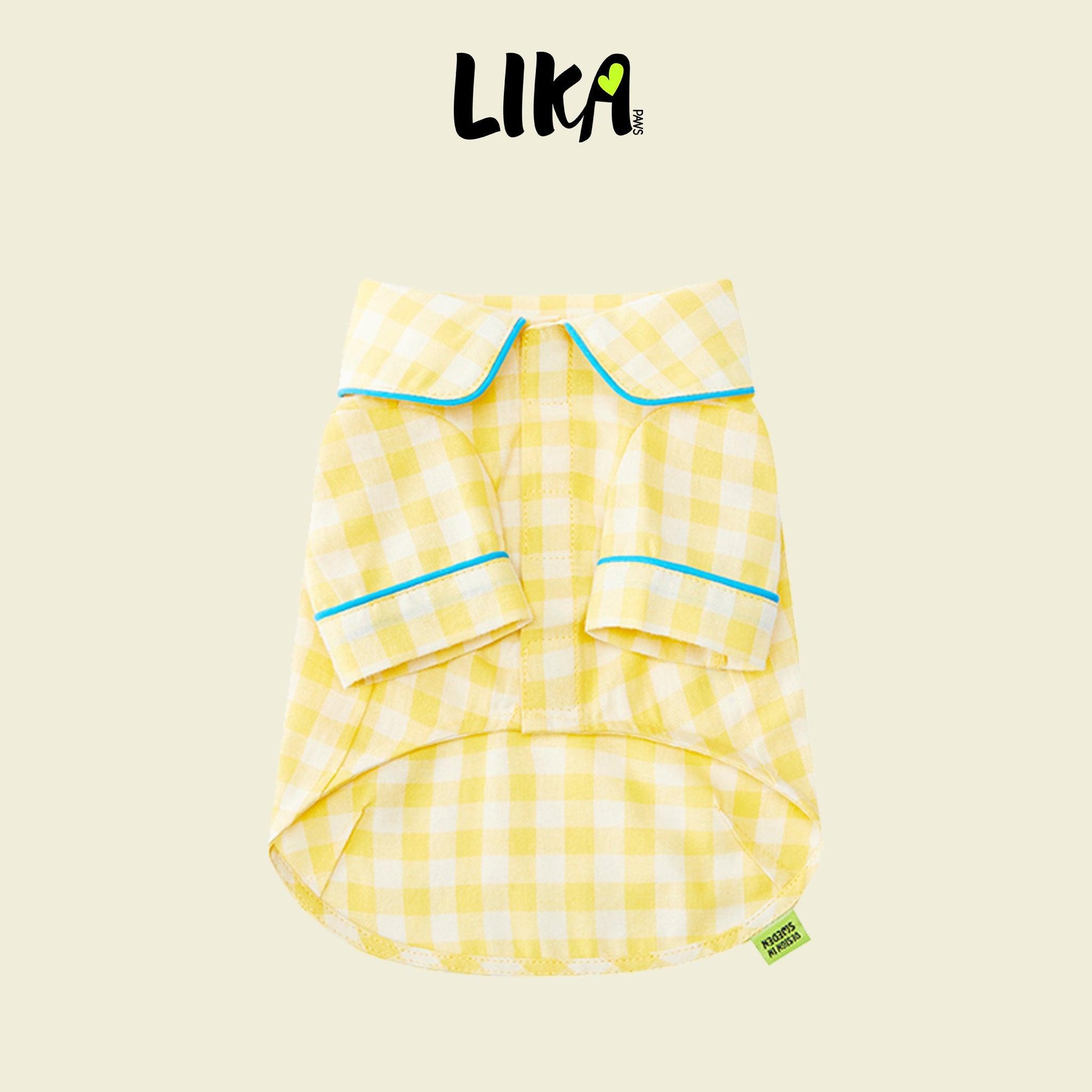 Sweet Dreams Doggy Pajama - Yellow Plaid - Pajamas - LIKAPAWS