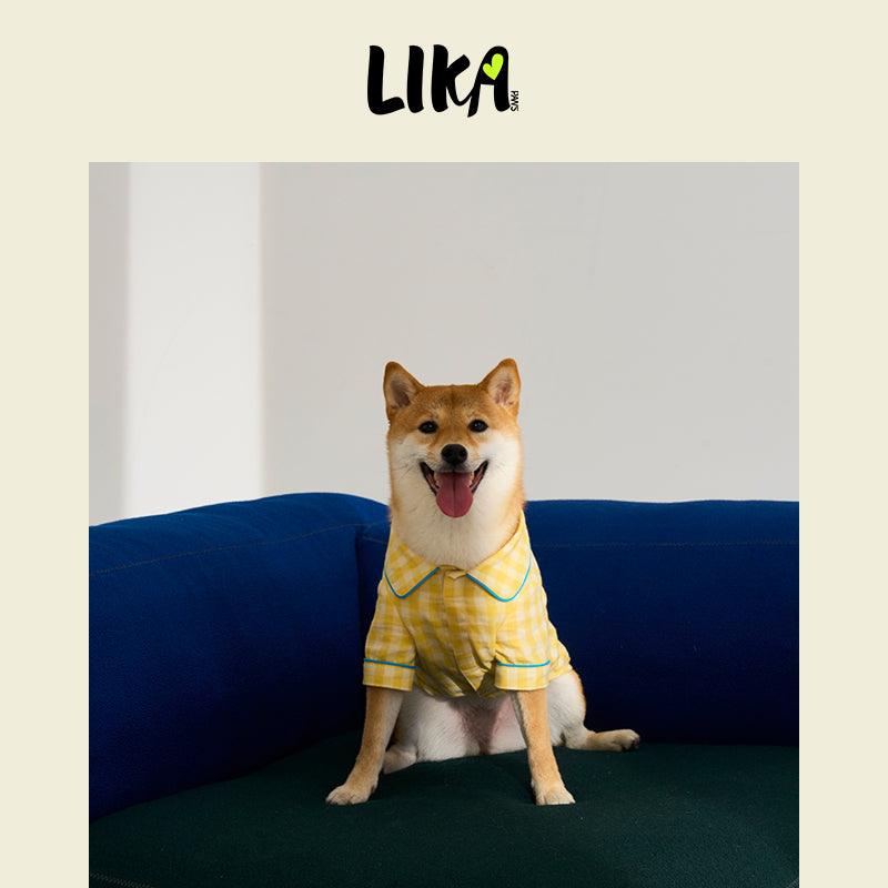 Sweet Dreams Doggy Pajama - Yellow Plaid - Pajamas - LIKAPAWS